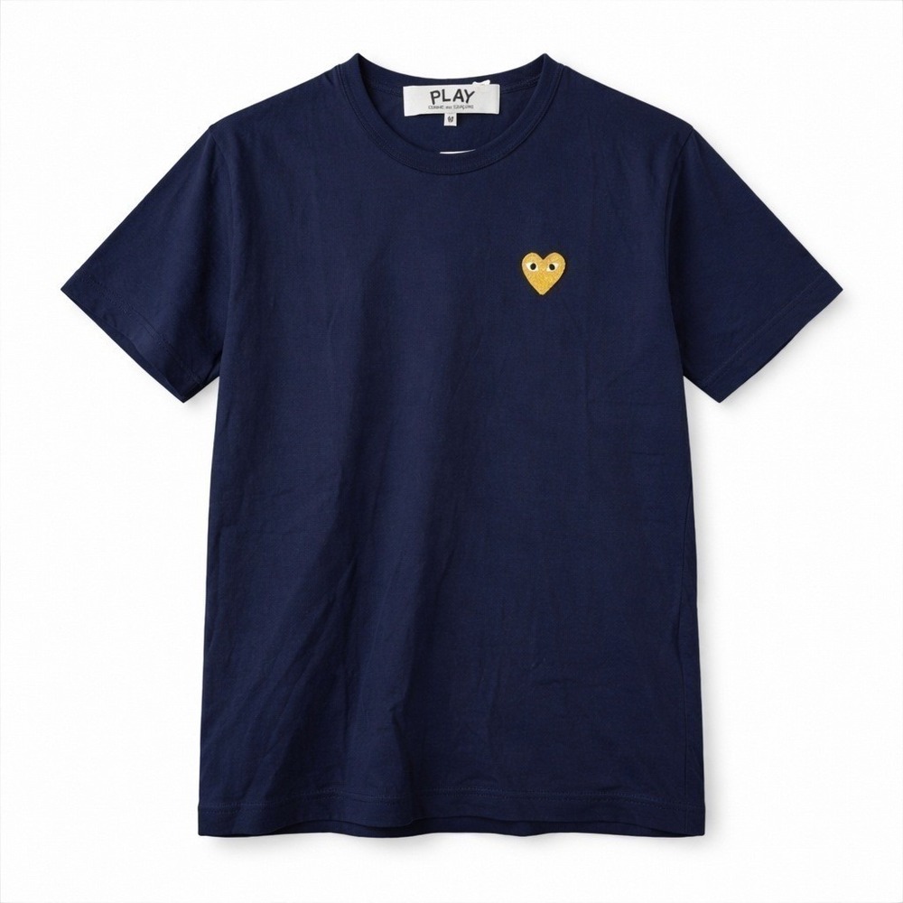 NWT Comme des‎ Garçons Play Navy T-Shirt Gold Heart M Elevated Basic CDG
